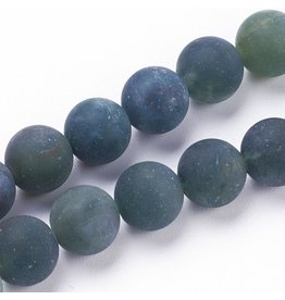 Moss Agate 8mm  Green Matte  15" Strand  approx  x46 Beads