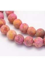 Crazy Agate 8mm  Pink/Orange  Matte 15" Strand  approx  x46 Beads