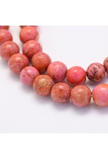 Crazy Agate 8mm  Orange/Pink 15"  Strand  approx  x46 Beads