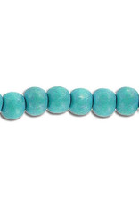 Wood 6mm Aqua Blue 15" Strand  approx  x65 Beads
