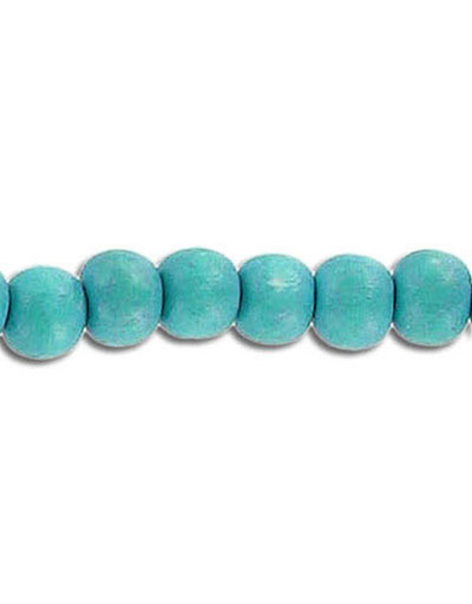 Wood 6mm Aqua Blue 15" Strand  approx  x65 Beads