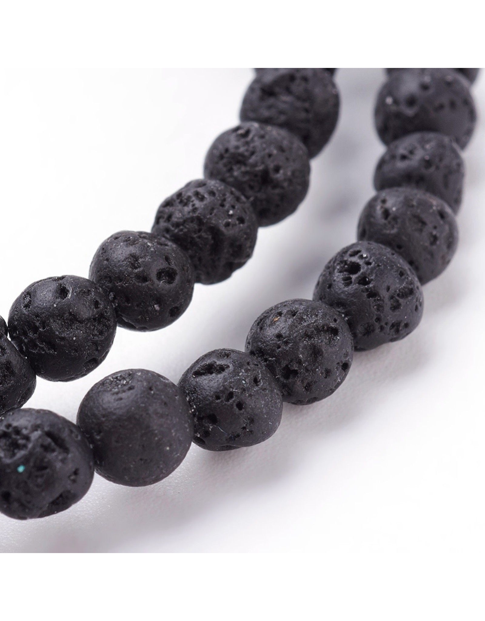 Lava 4mm Black  15" Strand  apprx  x90 beads