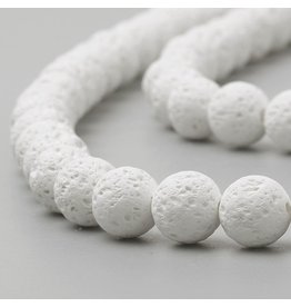 Lava 6mm White  15" Strand  apprx   x60 beads