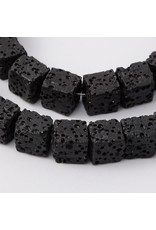 Lava 12mm Cube  Black  15" Strand  apprx  x30  beads