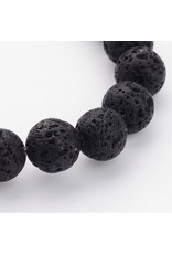 Lava 20mm Round  Black  15" Strand  apprx  x20 beads