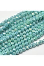 4mm Round Opaque Turquoise Blue AB  x90