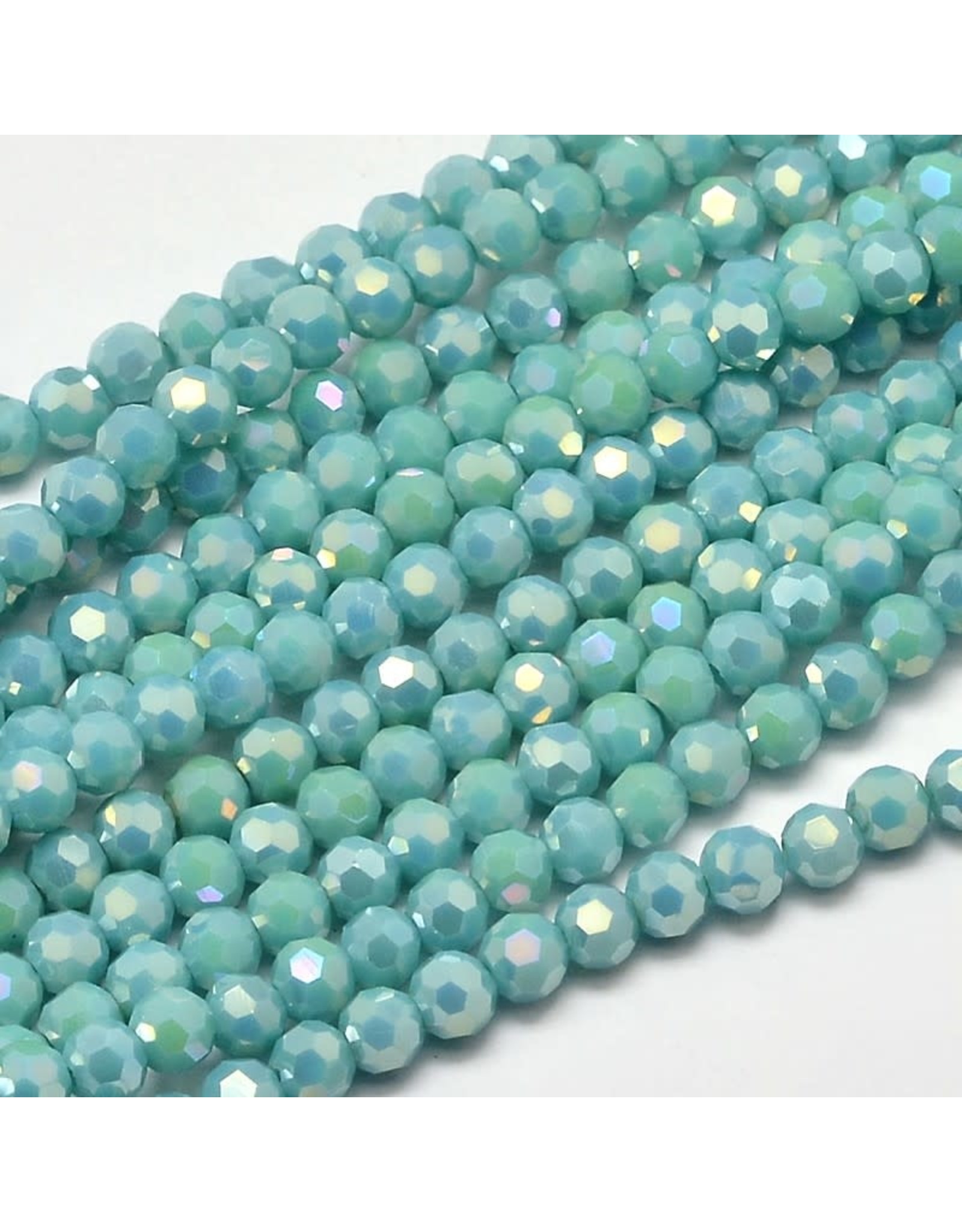 4mm Round Opaque Turquoise Blue AB  x90