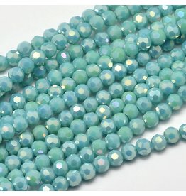 4mm Round Opaque Turquoise Blue AB  x90