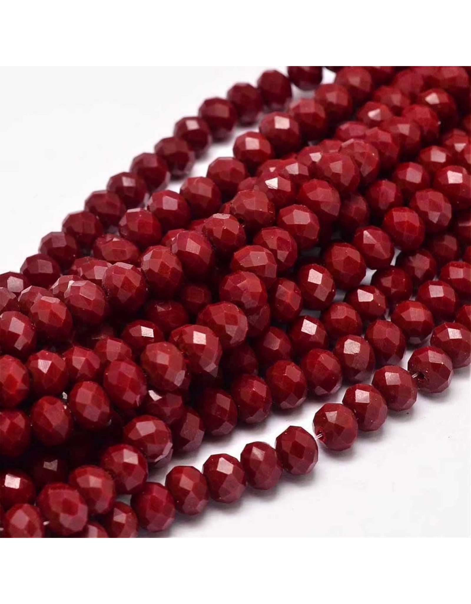 8x6mm Rondelle  Opaque Dark Red x65