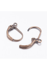 Ear Wire 10x15mm Lever Back Antique Copper  x10