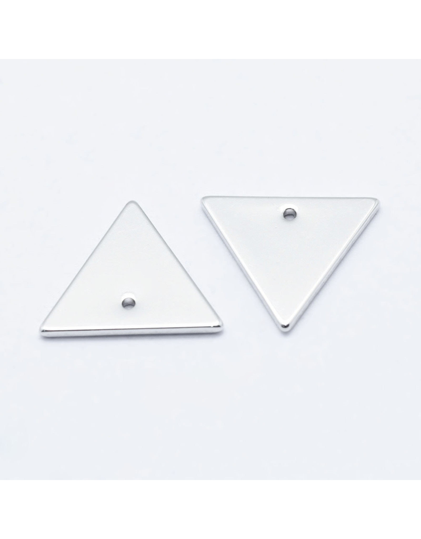 Triangle Pendant Brass Real Platinum Plated  14x12x1mm  x5 NF