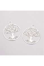 Tree of Life  24x20mm  Silver   NF  x5
