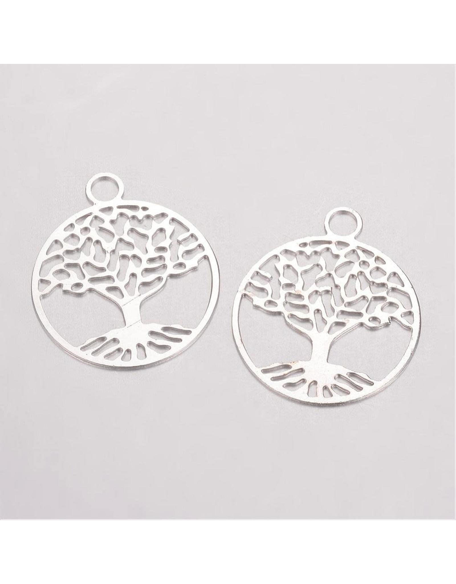 Tree of Life  24x20mm  Silver   NF  x5