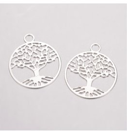 Tree of Life  24x20mm  Silver   NF  x5