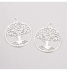 Tree of Life  24x20mm  Silver   NF  x5