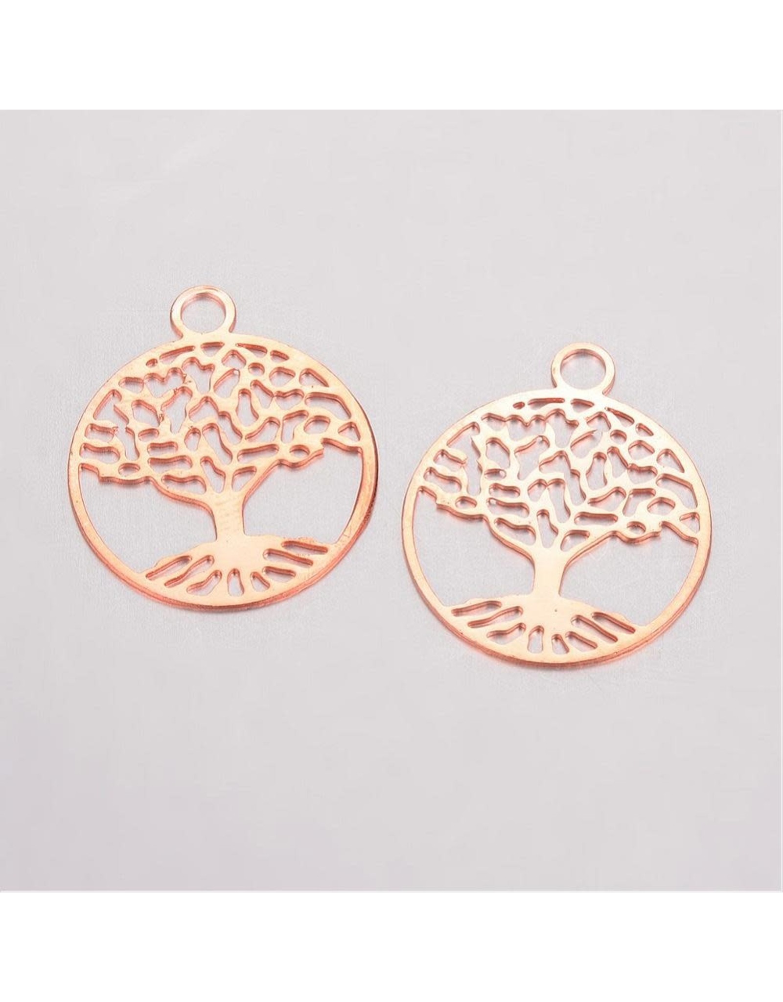 Tree of Life  24x20mm  Rose Gold  NF  x5