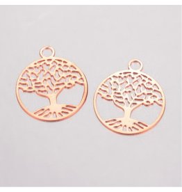 Tree of Life  24x20mm  Rose Gold  NF  x5