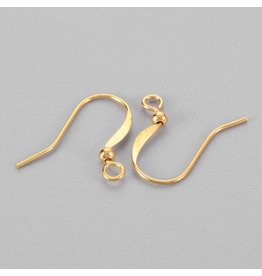 Ear Wire Ball 15x.7mm  Gold  x10  NF