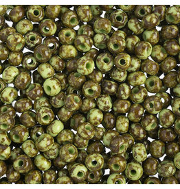 Czech 401525  6   Seed 20g  Opaque Light Green Travertine