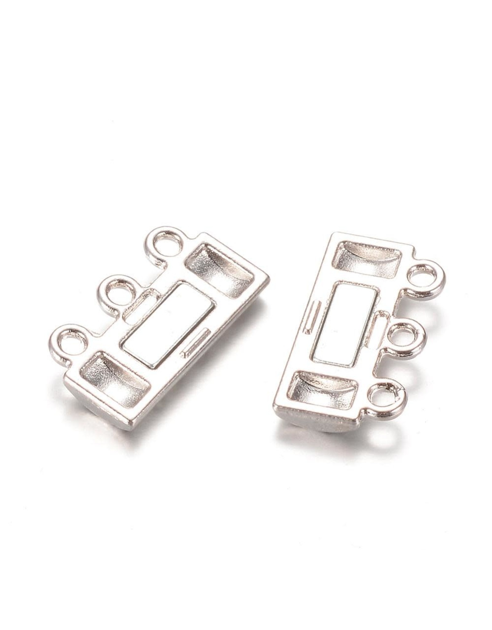 Magnetic Clasp  14x19mm 3 to 3 Loops Platinum   x1