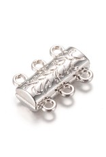 Magnetic Clasp  14x19mm 3 to 3 Loops Platinum   x1