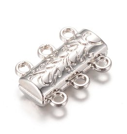 Magnetic Clasp  14x19mm 3 to 3 Loops Platinum   x1