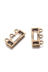Magnetic Clasp  14x19mm 3 to 3 Loops Antique Brass   x1