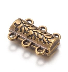 Magnetic Clasp  14x19mm 3 to 3 Loops Antique Brass   x1