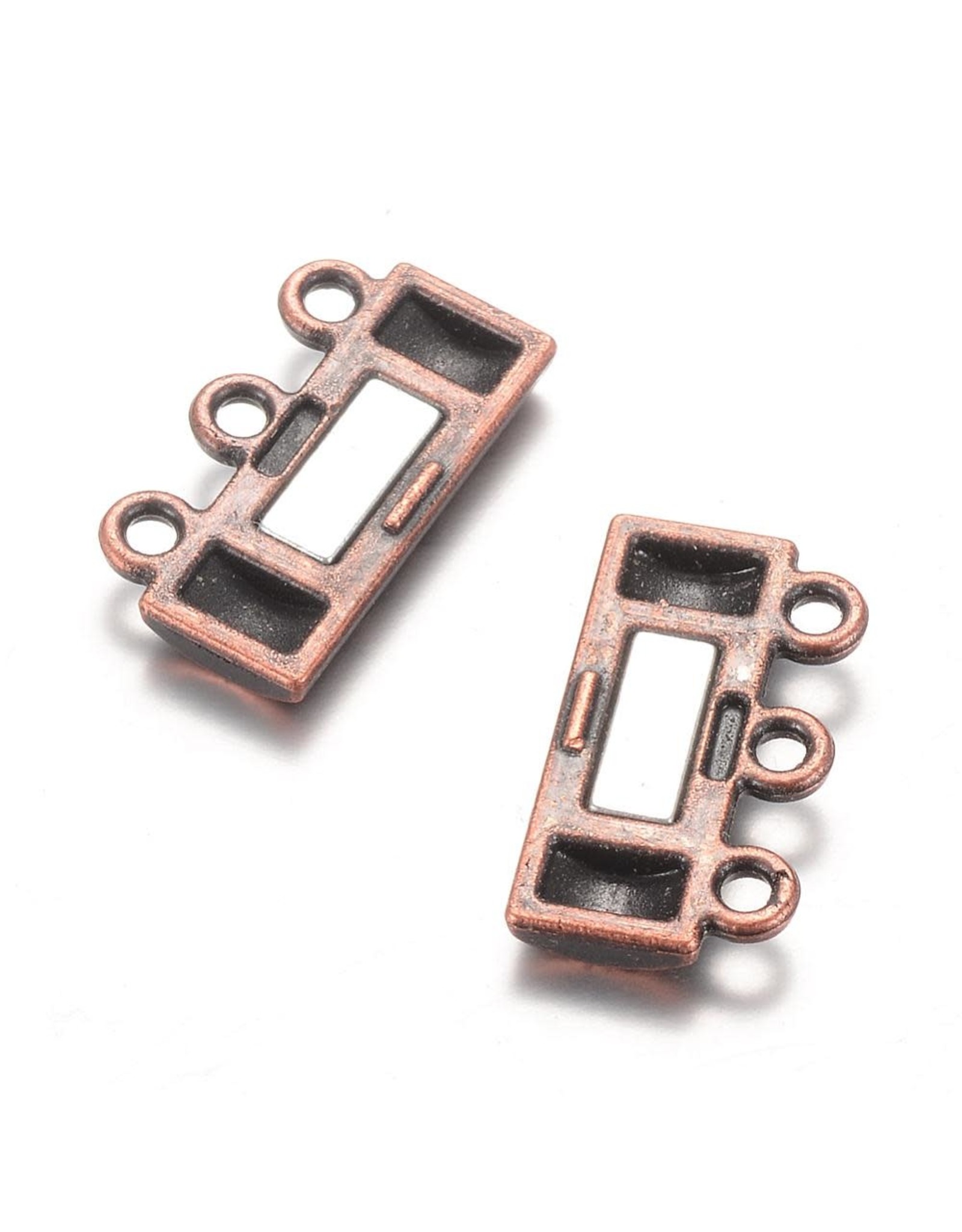 Magnetic Clasp  14x19mm 3 to 3 Loops Antique Copper   x1