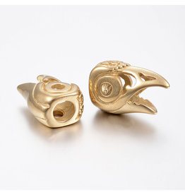 Bird Head Bead  Stainless Steel Gold 22x14x9mm  x1  NF