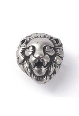Lion Head Bead  Stainless Steel  12x11x9mm  x1  NF