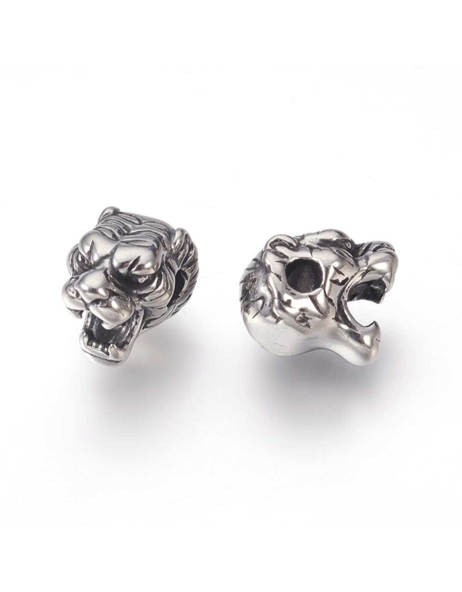 Tiger Head Bead  Stainless Steel  11x18x9mm  x1  NF