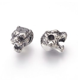 Tiger Head Bead  Stainless Steel  11x18x9mm  x1  NF