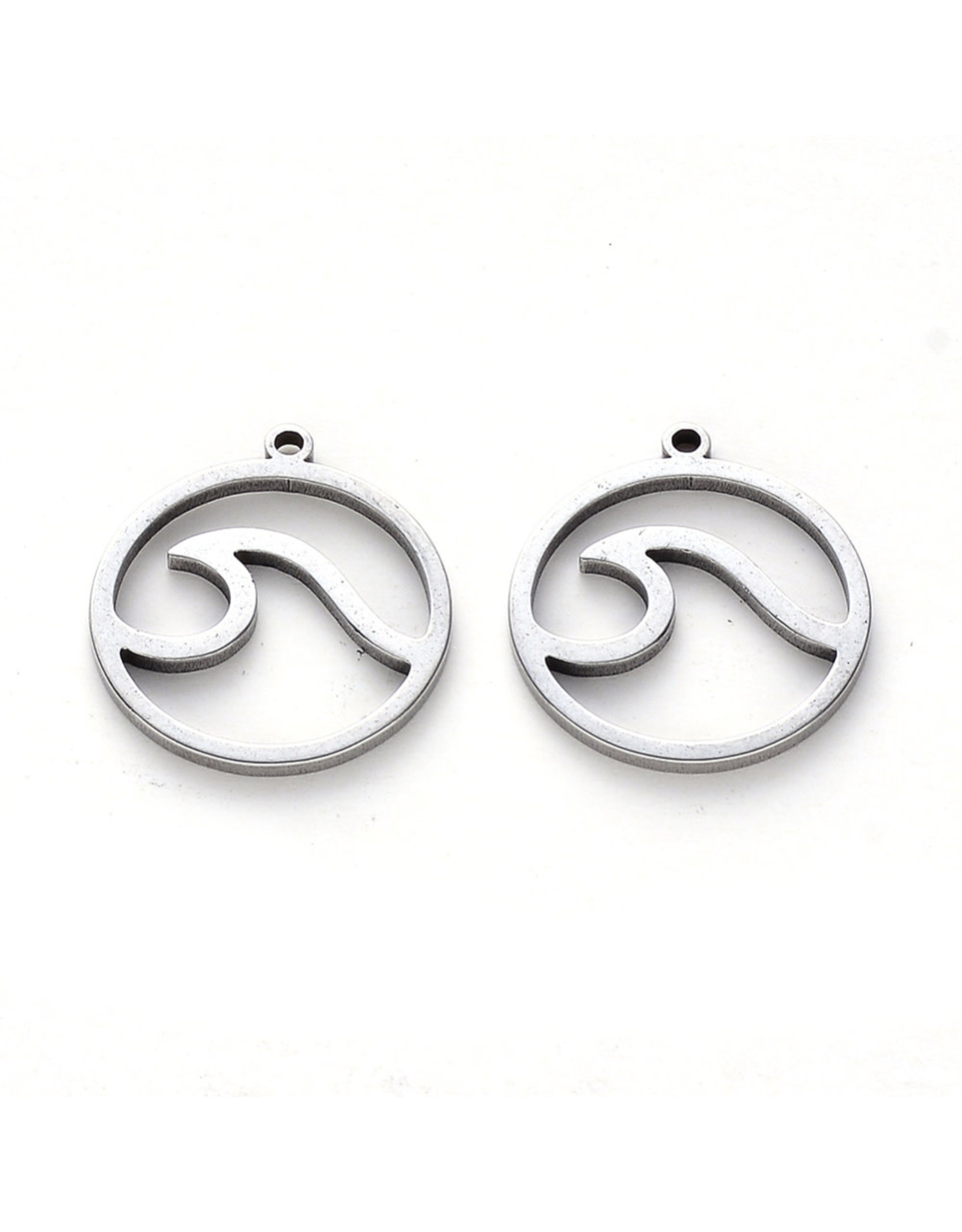 Wave Pendant Stainless Steel 17x15mm  x5 NF