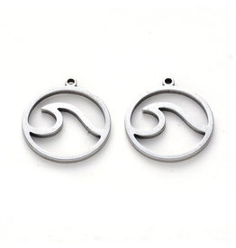 Wave Pendant Stainless Steel 17x15mm  x5 NF