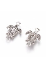 Turtle Link 21x15mm  Antique Silver x10  NF