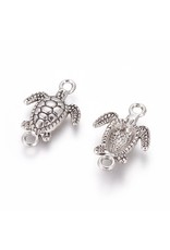 Turtle  Link  21x15mm  Antique Silver x5  NF