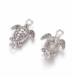 Turtle  Link  21x15mm  Antique Silver x5 NF