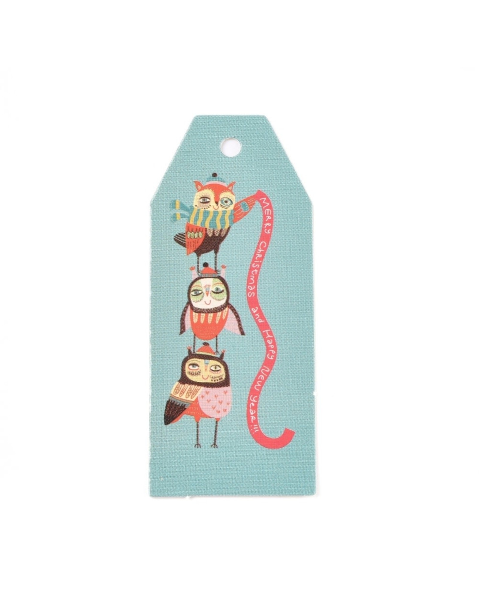 Paper Gift Tag  Owl  60x25mm  x10