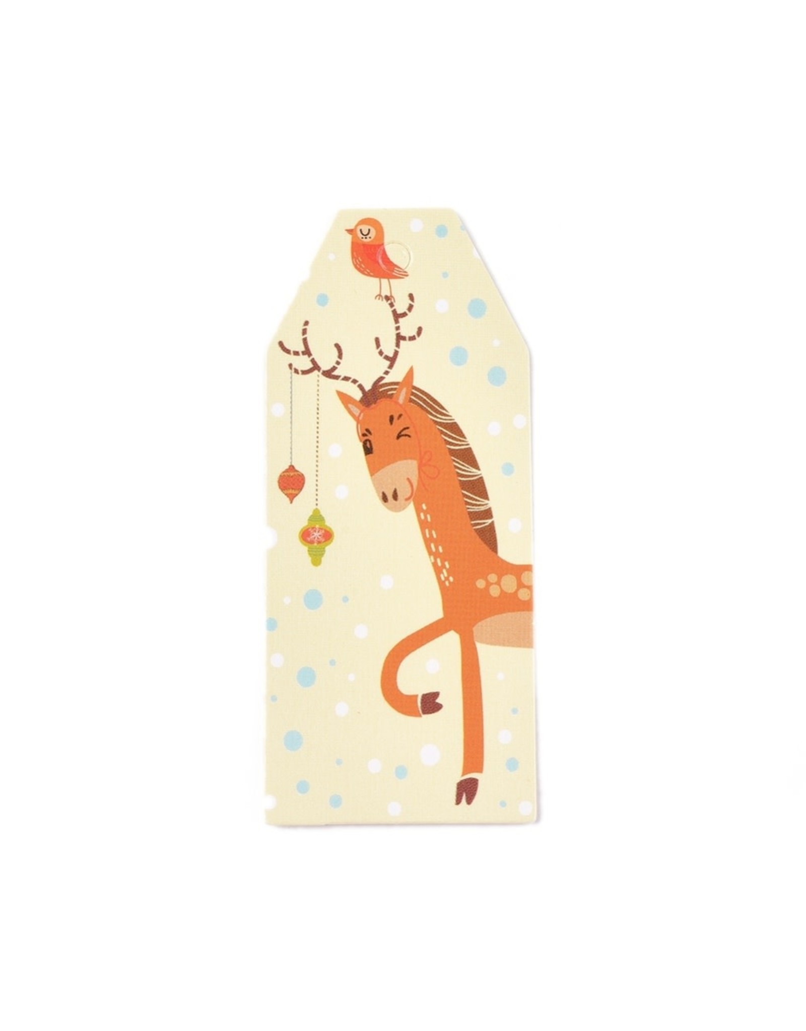 Paper Gift Tag  Reindeer  60x25mm  x10