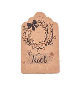 Kraft Paper Gift Tag  Wreath Noel  50x30mm  x10