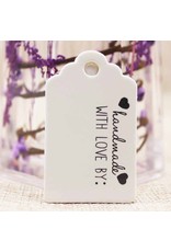White Paper Gift Tag  Handmade with Love   50x30mm  x10