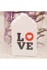 White Paper Gift Tag   Love   50x30mm  x10