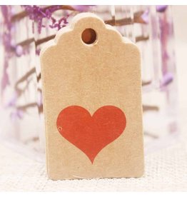 Kraft Paper Gift Tag  Heart  50x30mm  x10