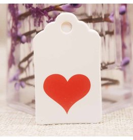 White Paper Gift Tag   Heart  50x30mm  x10