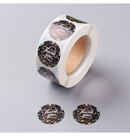 Black Sticker Thank You  25mm  x1 Roll  500pcs