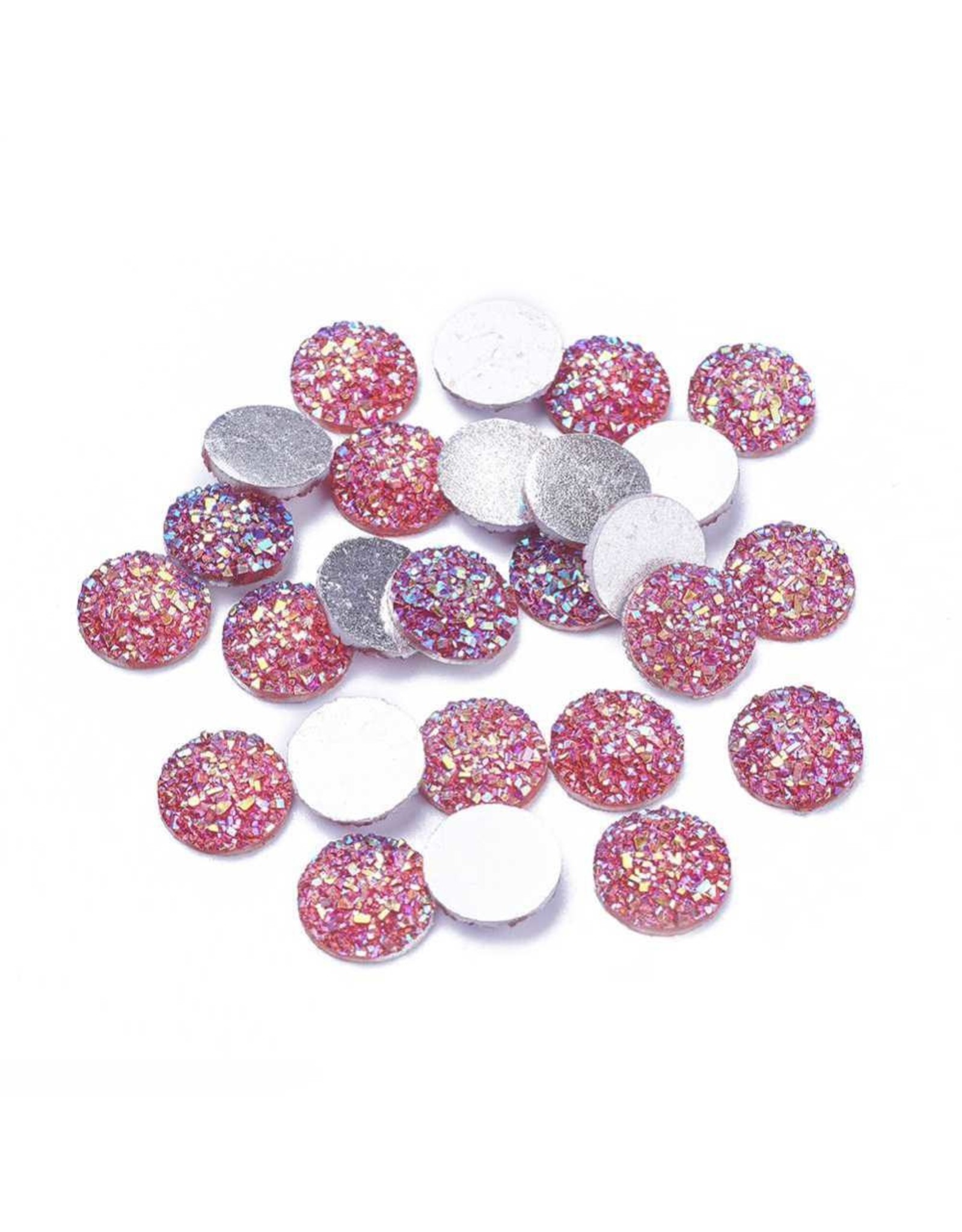 Druzy Round  Resin Cabochon 12x3mm Red  x10