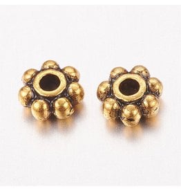 Daisy Spacer Bead Antique Gold 4mm x100 NF