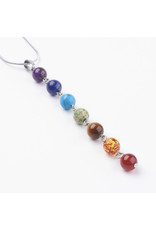 Necklace with Chakra Stones 8mm 16" Stainless SteelChain