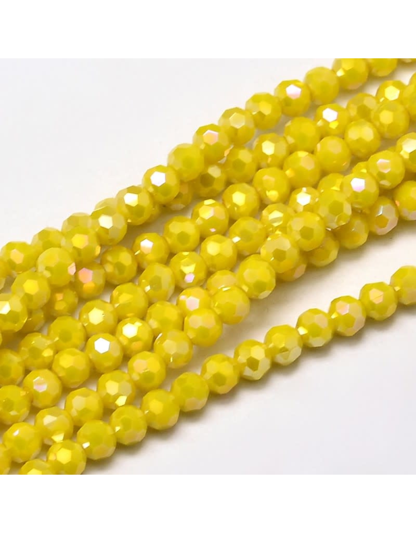 4mm Round  Opaque Yellow Lustre  x90